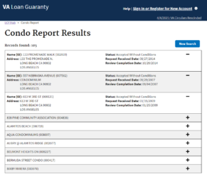 VA Approved Condo List Report