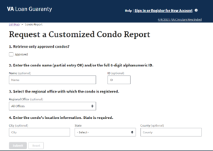 VA approved condo list request