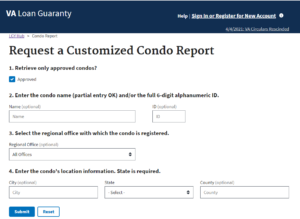 VA Approved Condo List selection